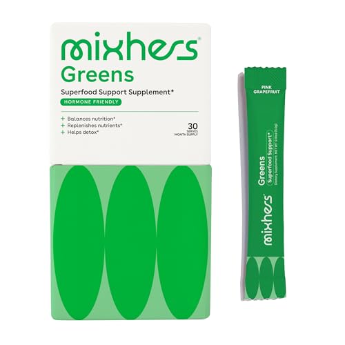 MIXHERS Hergreens Superfood - Daily Greens Powder with Digestive Enzymes & Whole Foods - 30 Packets