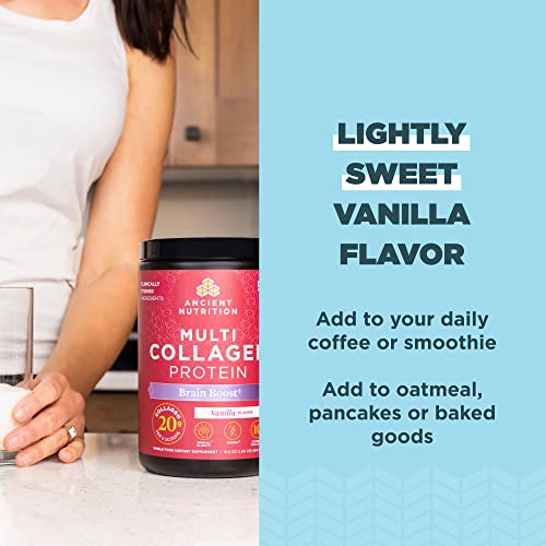 Ancient Nutrition Collagen Protein Powder - Brain Support, Joint Relief, Vanilla - 45 Servings