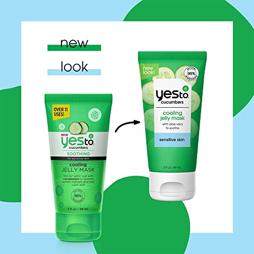 Yes To Cucumber Face Mask - Hydrating Gel for Sensitive Skin with Antioxidants - 3 Fl Oz