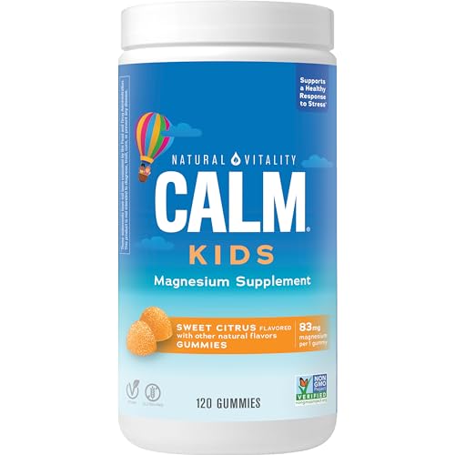 Natural Vitality Calm Magnesium Citrate Gummies - Stress Relief, Vegan, Sweet Citrus - 120 Count
