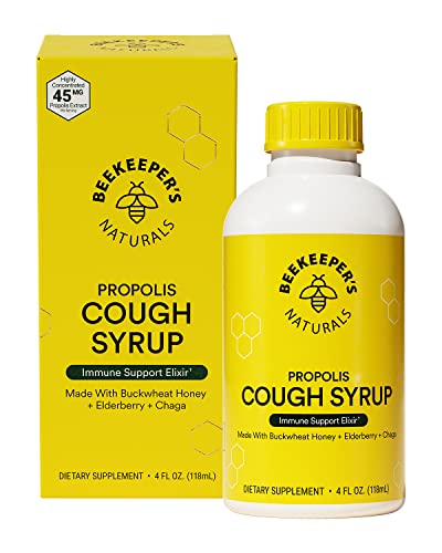 Beekeeper's Naturals Cough Syrup - Immune Support & Throat Relief with Elderberry, 4 oz
