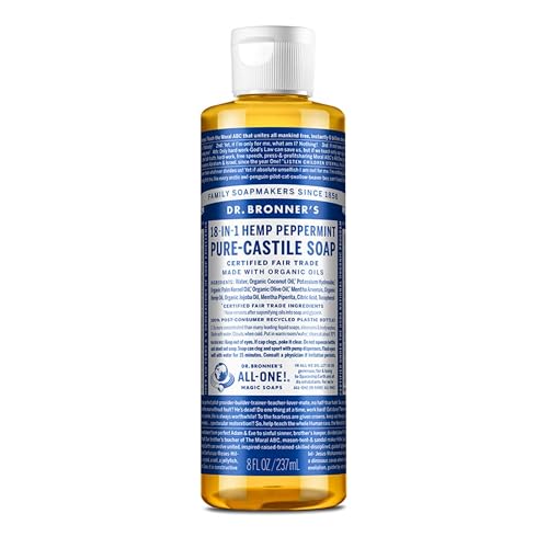 Dr. Bronner's Pure-Castile Liquid Soap - Organic, Fair Trade, Versatile Use - 8oz Peppermint
