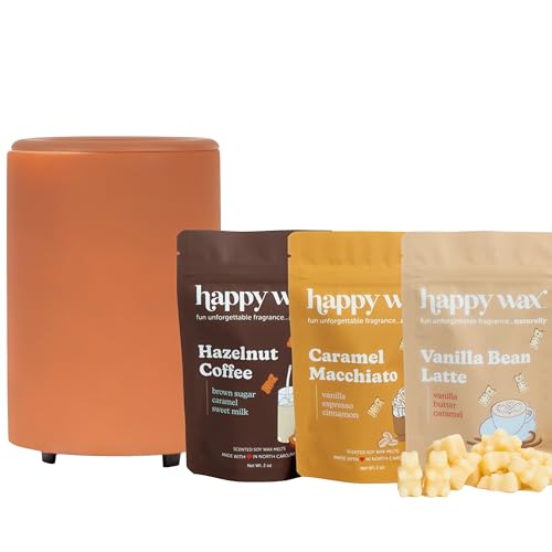 Happy Wax Mod Wax Warmer Set - Long-Lasting Scents, Ceramic Design, Auto Shut Off - 6oz