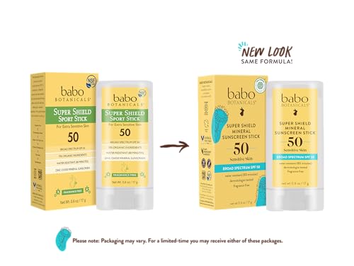 Babo Botanicals SPF 50 Stick Sunscreen - 70% Organic, Zinc-Based, Fragrance-Free - 0.6oz