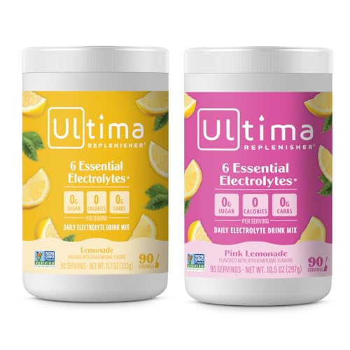 Ultima Replenisher Electrolyte Drink Mix Bundle - 6 Key Electrolytes, Keto & Non-GMO - 90 Servings