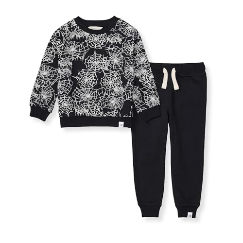 Burt's Bees Baby Boys' Shirt and Pant Set - Soft, Durable, GOTS Certified Organic Cotton, Spiderwebs