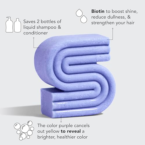 Kitsch Purple Toning Shampoo Bar - Neutralizes Brass, Biotin-Enriched, Paraben-Free - 3.2oz