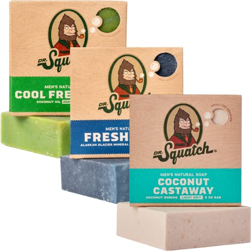 Dr. Squatch Men's Natural Soap Set - Moisturizing, 98-100% Natural Ingredients - 3 Scents
