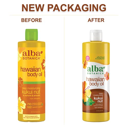 Alba Botanica Body Oil - Deep Moisturizing Kukui Nut, 100% Vegetarian, 8.5 Oz