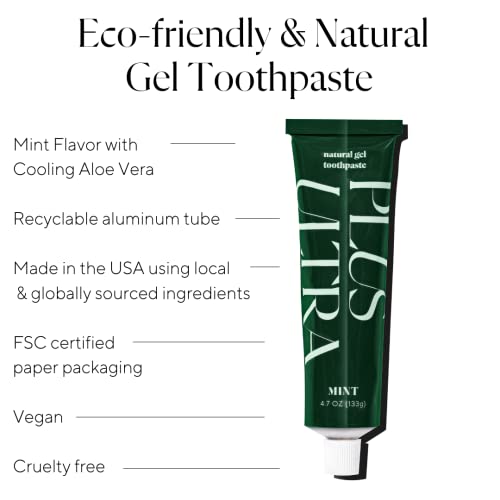PLUS ULTRA Natural Gel Toothpaste - Whitening & Sensitivity Relief, Fluoride-Free - 4.7oz