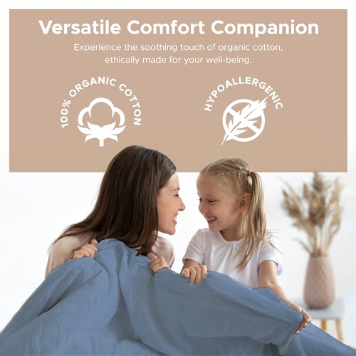 Sleep & Beyond Organic Cotton Muslin Blanket - Soft, Breathable, GOTS & Oeko-Tex Certified - Twin
