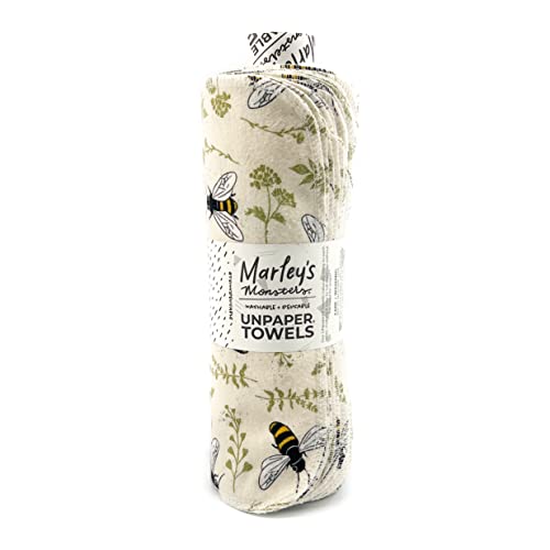 Marley's Monsters UNpaper Towels - Reusable, Durable Cotton, High Absorbency - 24 Count Roll