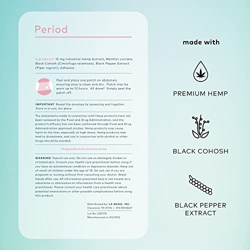The Good Patch Feminine Care Set - Hemp Infused for Cramps Relief, Natural Ingredients - 8 Patches
