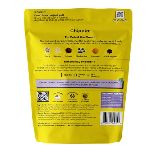 Chippin Blueberry Cricket Dog Treat - Natural Joint Health, Hypoallergenic, 5oz