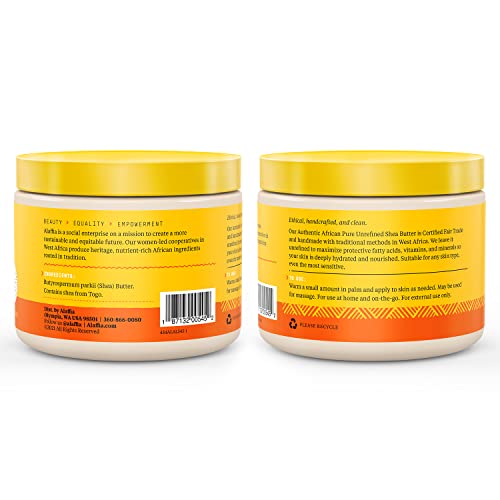 Alaffia Unrefined Shea Butter - Deeply Hydrating, Fair Trade & Handcrafted - 11oz Unscented