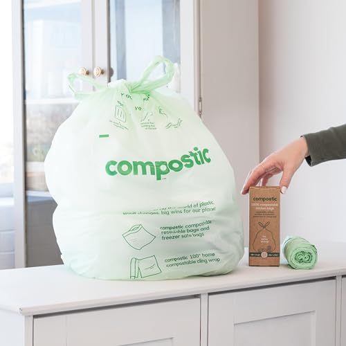 Compostic Compost Bags - Quick Breakdown, Non-Toxic & Certified, 13 Gallon, 100 Count