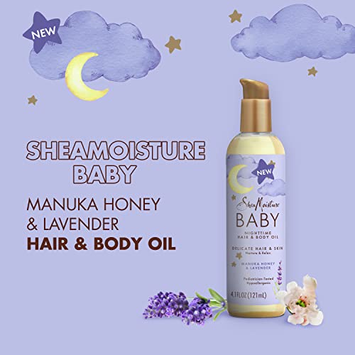 SheaMoisture Baby Body Oil - Moisturizes Delicate Skin & Hair, Manuka Honey & Lavender - 4.1oz