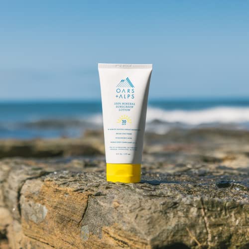 Oars + Alps Mineral Sunscreen Lotion SPF 30 - Hydrating, 80 Min Water Resistant - 6 Fl Oz, 2 Pack