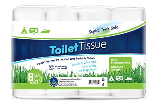 Freedom Living RV Toilet Paper - Rapid Dissolve, 100% Biodegradable, 8 Rolls of 500 Sheets