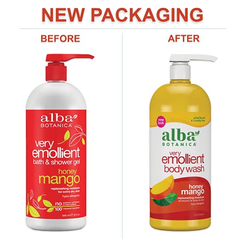Alba Botanica Body Wash - Hydrating Honey Mango Formula, Vegetarian & Cruelty-Free - 32oz