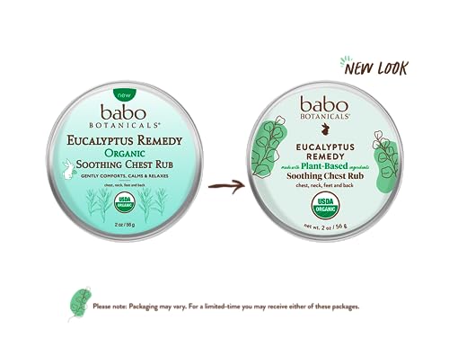 Babo Botanicals Eucalyptus Chest Rub - USDA Organic, Calming Relief for Sensitive Skin - 3oz