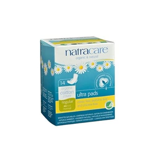 Natracare Menstrual Pads - Organic, Biodegradable, Plastic-Free - 14 Count, Pack of 3