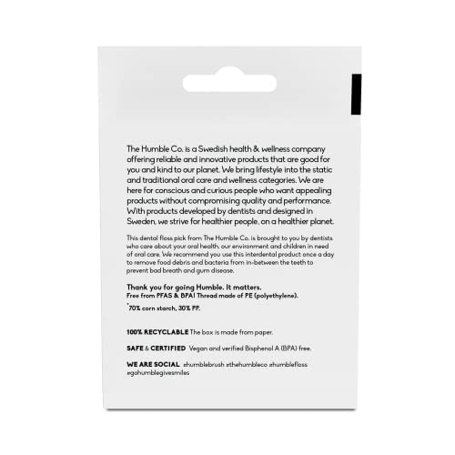 The Humble Co. Floss Picks - Plant-Based, Grip Handle for Dental Hygiene, 200 Count - Charcoal