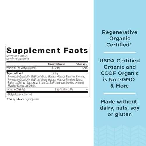 Ancient Nutrition Brain Supplement - Promotes Focus & Cognitive Health, Gluten Free - 90 Capsules