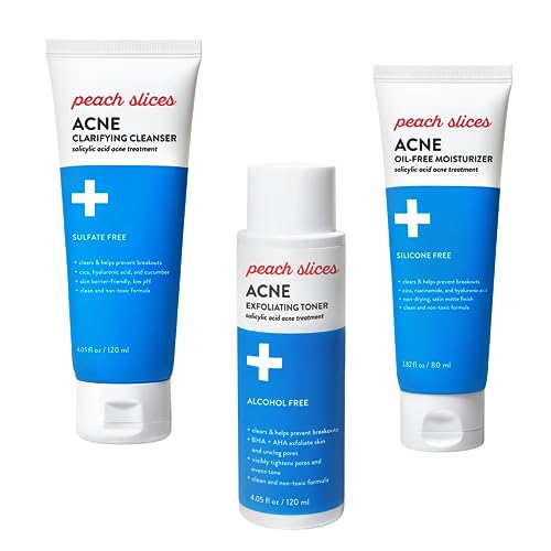 Peach Slices Acne Treatment Kit - Exfoliating Toner & Cleanser, Oil-Free Hydration - Vegan