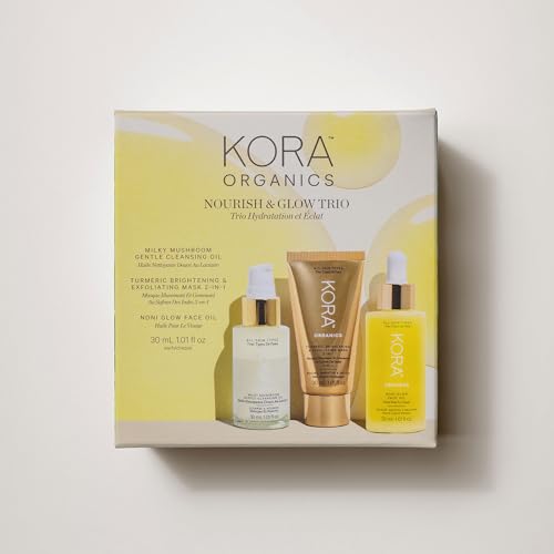 KORA Organics Skin Care Set - Nourishing Noni Glow Oil, Turmeric Mask, Cleansing Oil - 3 Items