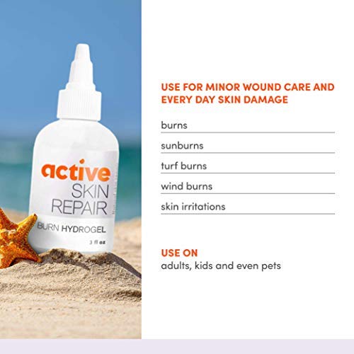 Active Skin Repair Burn Hydrogel - Natural Pain Relief, Non-Toxic, Medical Grade - 3 oz