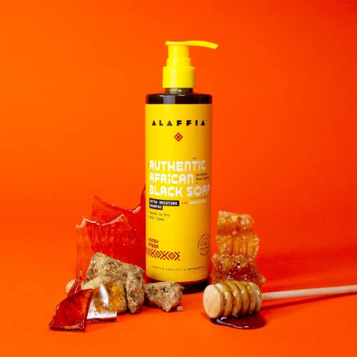 Authentic African Black Soap Shampoo - Restores Moisture, Hydrates with Honey & Oils - 12oz