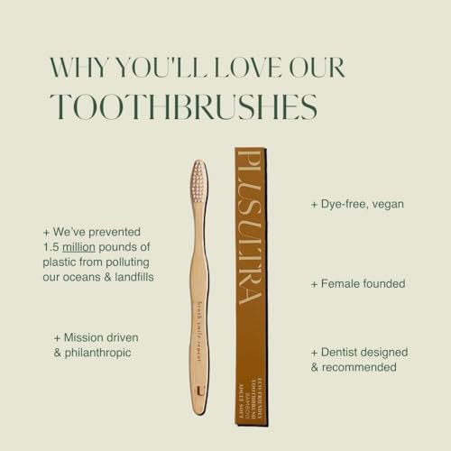 Plus Ultra Bamboo Toothbrush - Dentist-Approved Soft Bristles, Positive Affirmations - 100% Bamboo