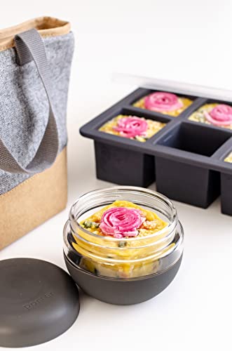 W&P Cup Cubes Food Storage Container - Perfect 1-Cup Portions, Labeling Lid - Charcoal