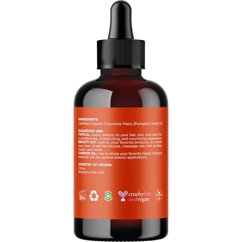 Maple Holistics Hair Oil - Promotes Growth, Hydrates Scalp, Organic Pumpkin Seed Oil - 4oz
