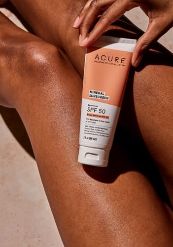 Acure Mineral Sunscreen SPF 50 - Broad Spectrum Protection, Nourishing Botanicals - 3 Fl Oz