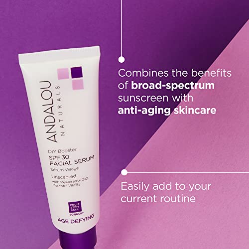 Andalou Naturals Face Sunscreen Serum SPF 30 - Anti-Aging, Broad Spectrum, Moisturizing - 2 Fl Oz