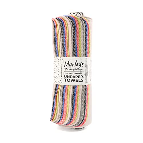 Marley's Monsters UNpaper Towels - Reusable, Super Absorbent Cotton, 24 Count Roll