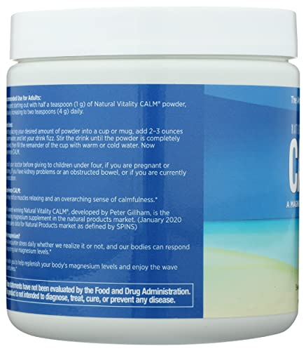 Natural Vitality Magnesium Drink Mix - Supports Calm & Stress Relief, Sweet Lemon Flavor - 8oz
