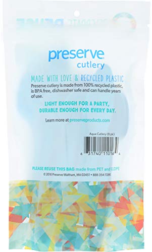 Preserve On the Go Cutlery Set - BPA-Free, 100% Recycled Plastic, Dishwasher Safe - 24 CT Aqua