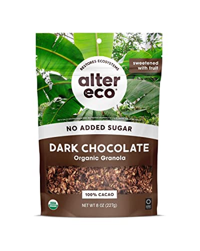 Alter Eco Dark Chocolate Granola - Vegan Snack, Naturally Sweetened with Fruit - 6 Pack