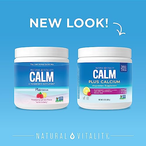 Natural Vitality CALM Magnesium Drink Mix - Anti-Stress, Calcium Boost, Raspberry Lemon - 8oz