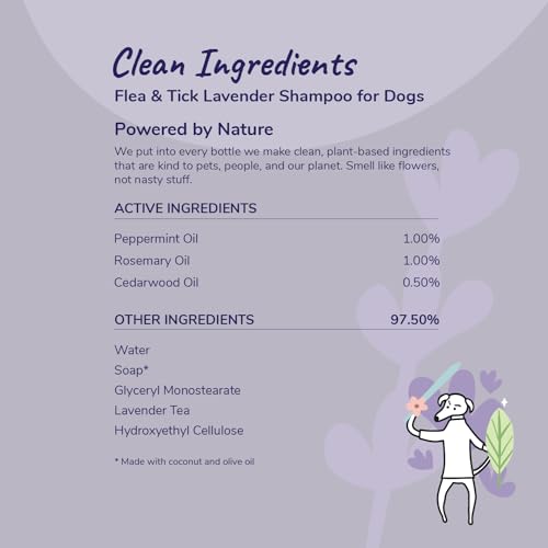 kin+kind Dog Shampoo - Vet Formulated Flea and Tick Prevention with Natural Oils - Lavender 12oz