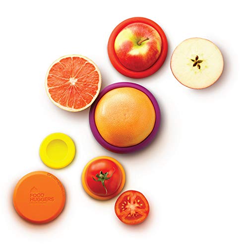 Food Huggers Reusable Silicone Food Savers - Reduce Waste, BPA Free, Dishwasher Safe - 5pc Set