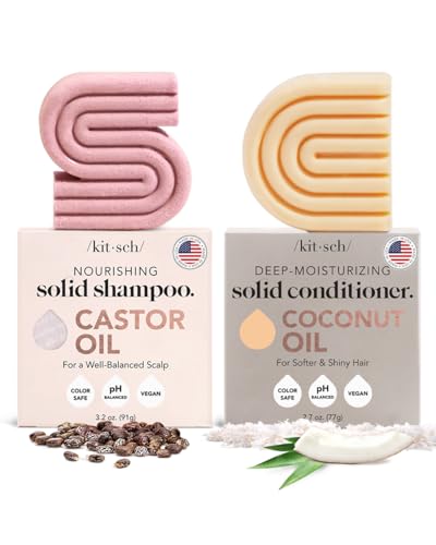 Kitsch Castor Oil Shampoo & Conditioner Bars - Hydrating, Nourishing, Zero-Waste - 2pc Set