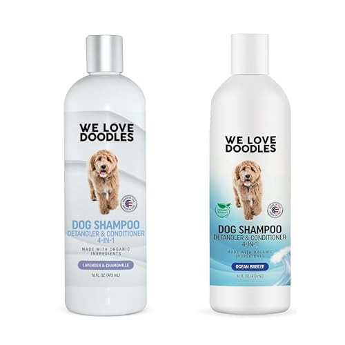 We Love Doodles 4-in-1 Dog Shampoo - Cleans, Conditions & Detangles - Organic, Ocean Breeze - 16oz