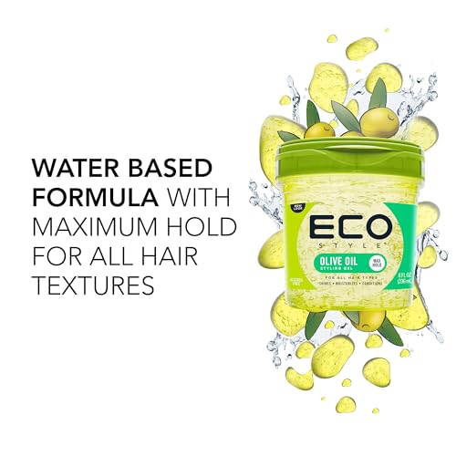 Eco Style Olive Oil Hair Gel - Moisturizes, Adds Shine, Tames Split Ends - 8 oz