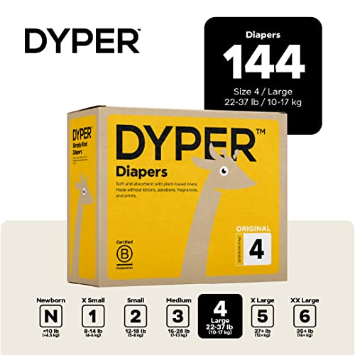 DYPER Bamboo Baby Diapers & Wipes Bundle - Soft, Absorbent, Hypoallergenic - 144 Diapers, 720 Wipes
