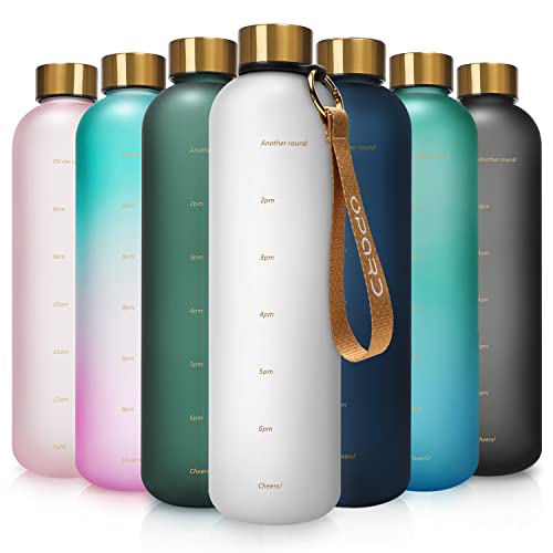 Opard Motivational Water Bottle - BPA-Free, Time Marker for Hydration, 27oz/32oz Sizes