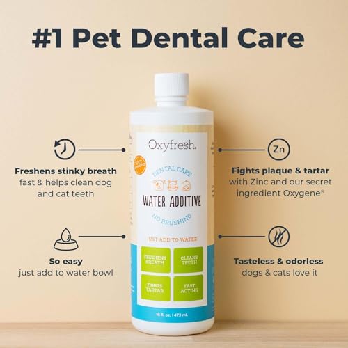 Oxyfresh Pet Dental Care Solution - Eliminates Bad Breath, Fights Plaque & Tartar - 16oz